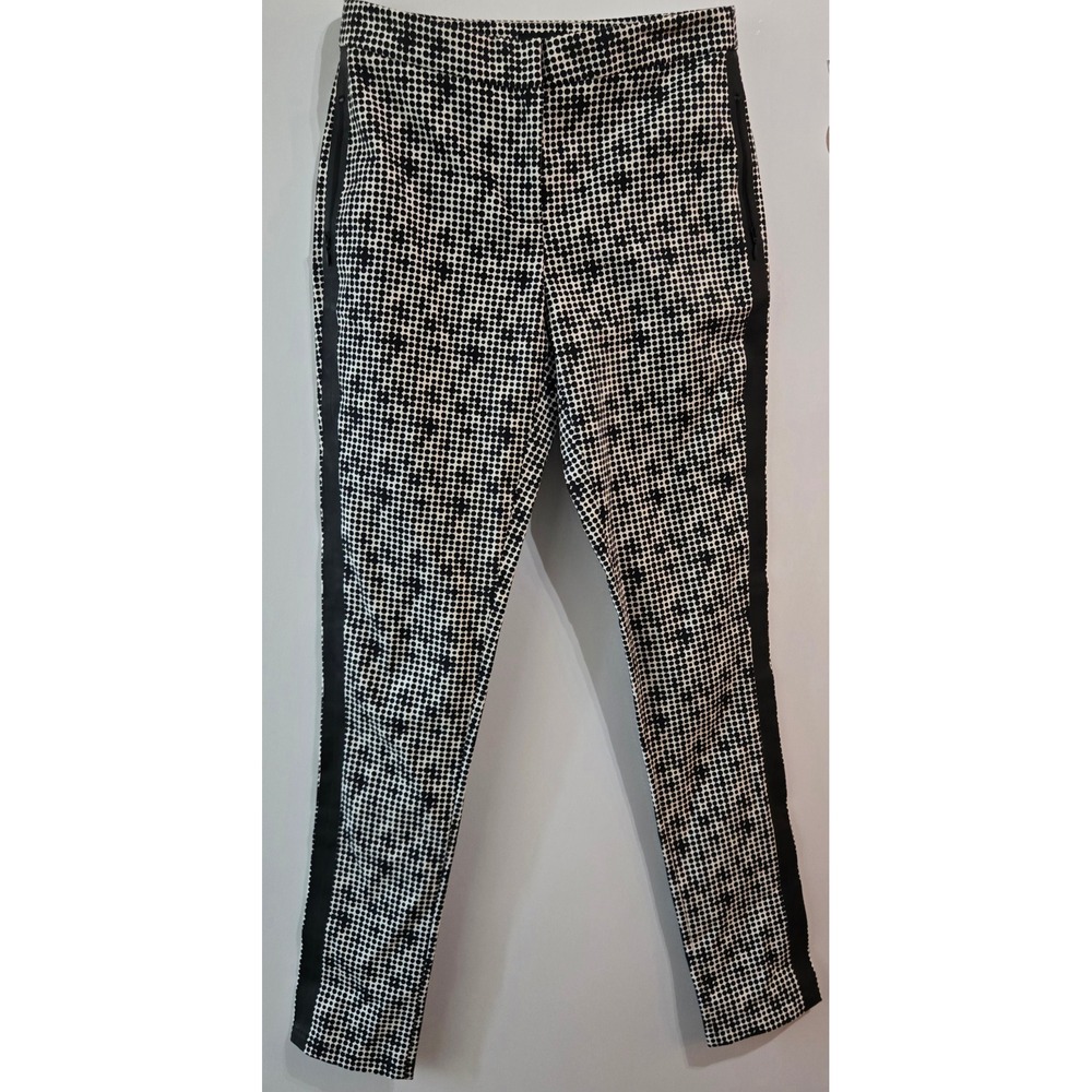 Kate Spade Saturday Women Black White Polka Dot Side Stripe Ankle Pants Size 4